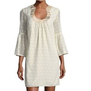 Trina Turk Bonita Ivory Gold Shimmer Dress